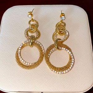 Sparkle Circle CZ Gold Tone Earrings